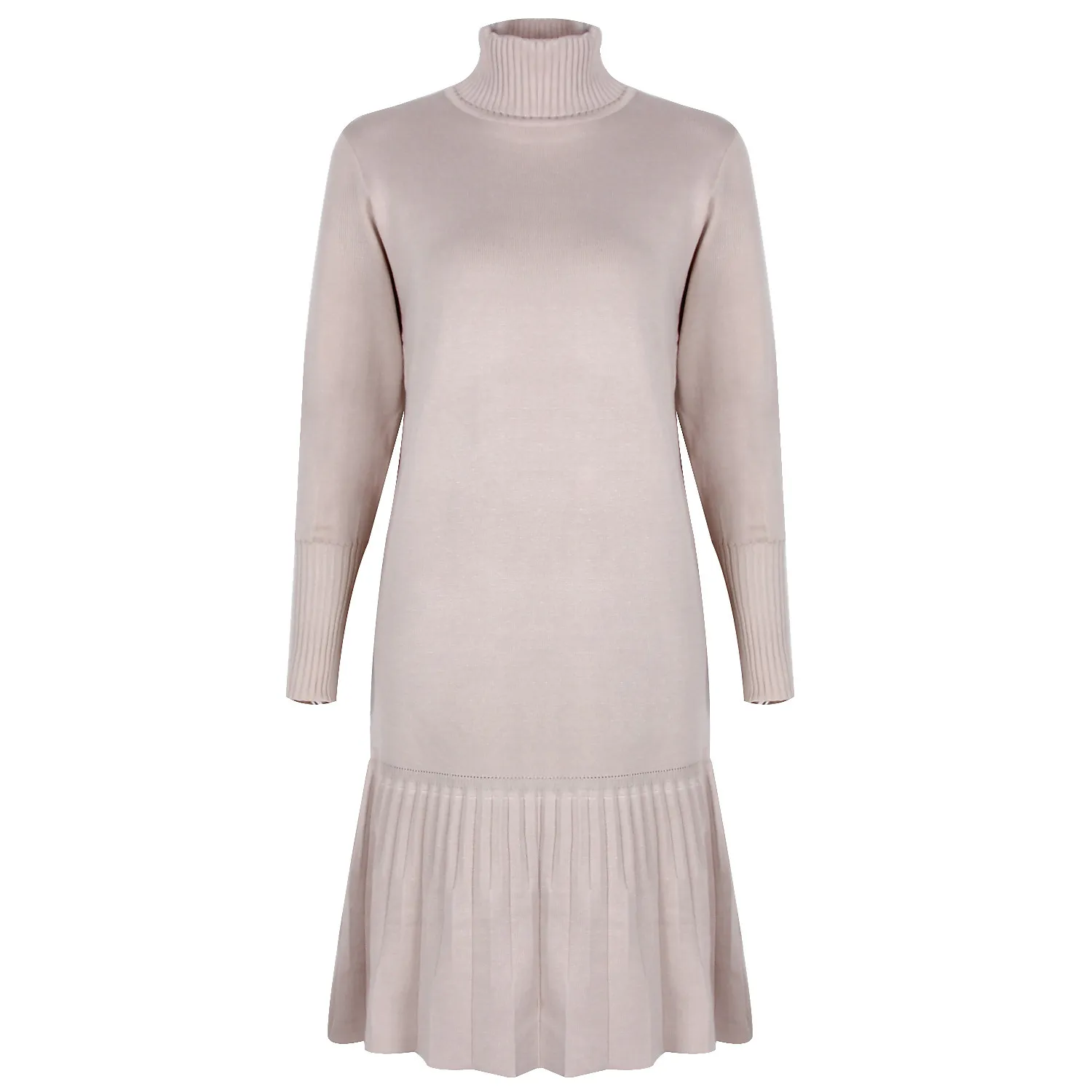 Foridol Turtleneck Tricoté Pull Robe Femmes Manches longues Automne Hiver A-Line Basic Midi Pull Robe Robes 210415