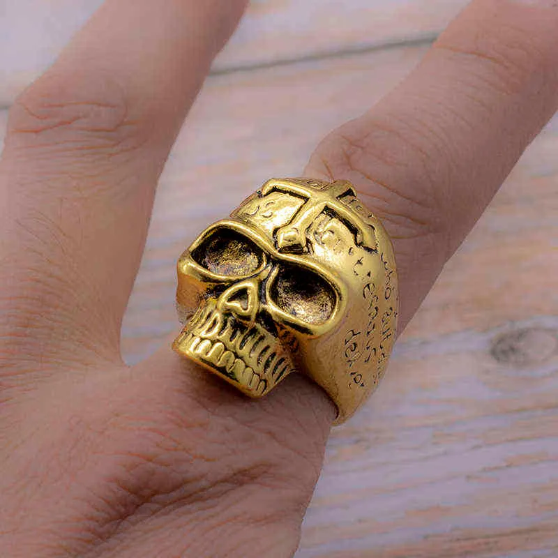 Bague crâne Punk Vintage, 20 pièces, anneaux squelette or noir pour hommes, bagues mixtes, bijoux, entiers, cadeau de fête 211012315A