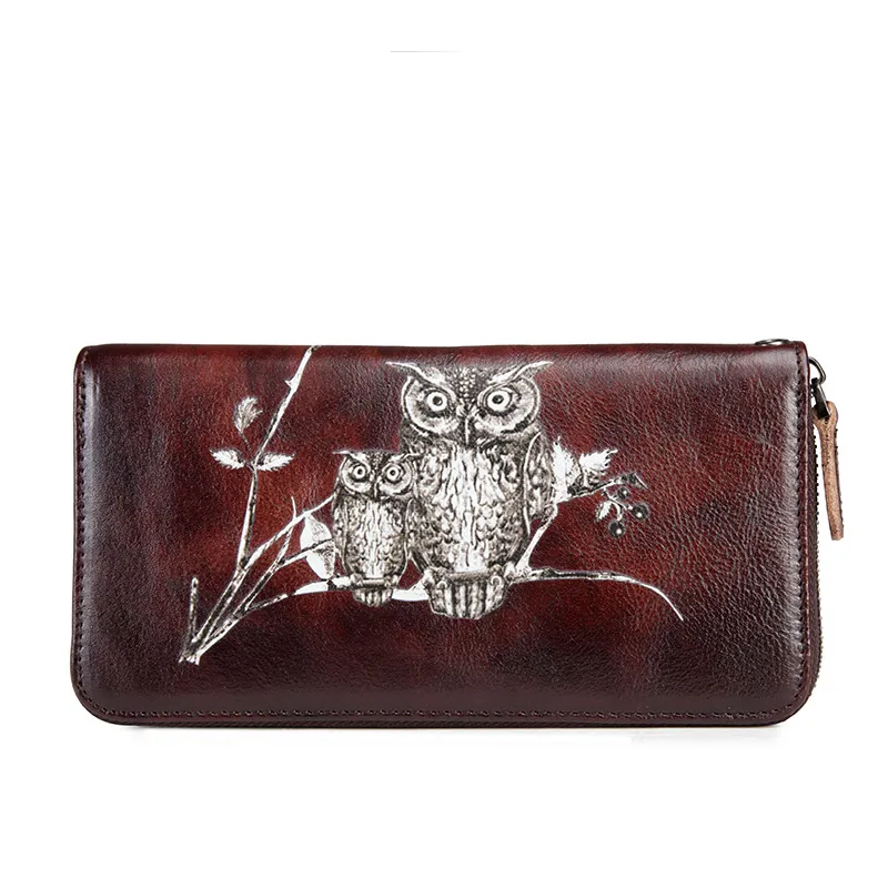 Wallets Unisex Genuine Leather Russia Lucky Clutch Bag Purse Women Long Cowhide for Men Coin Purse for Card Holder