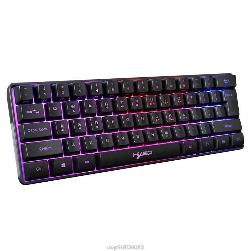 HXSJ V700 USB -achtergrondverlichting 61 Keys Gaming RGB -toetsenbord voor Gamers -toetsenbord met meerdere sneltoetsencombinaties PUBG Mar18 2106101297645