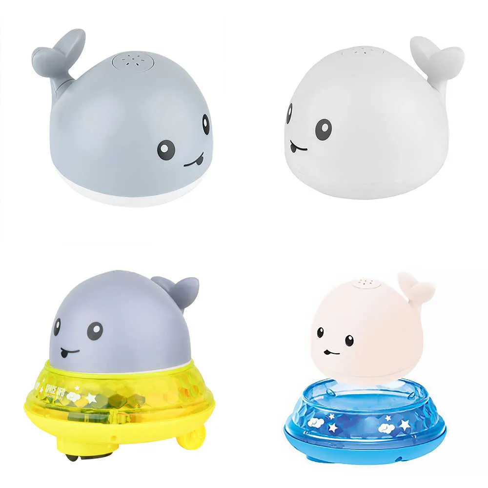 Baby Water Spray Bath Toy Whale Shape Led Light Ball Swimming Float Electric Automatic Induction Sprinkler s 210712