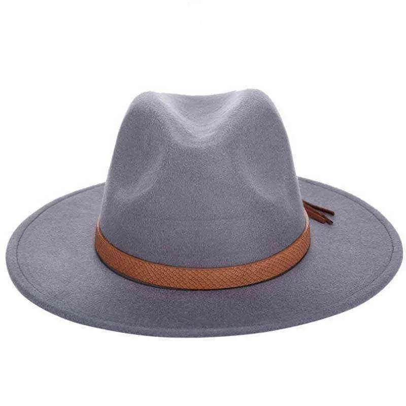 Autunno Inverno Cappello da sole Donna Uomo Fedora Classico Tesa larga Feltro Floppy Cloche Cap Chapeau Imitazione Lana L XL 2112273066