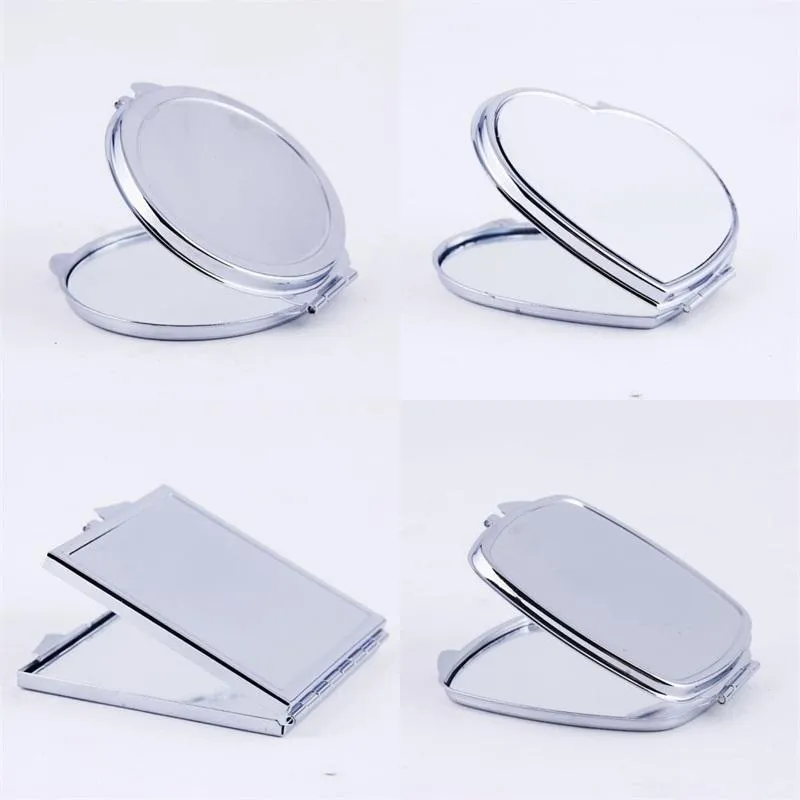 DIY Make-up Mirrors Iron 2 Face Sublimation Blank Plated Aluminum Sheet Girl Gift Cosmetic Compact Mirror Portable Decoration