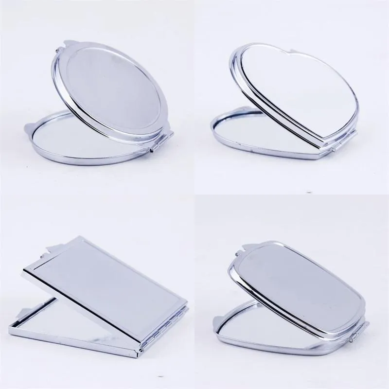 DIY make-up spiegels ijzer 2 gezicht sublimatie blanco vergulde aluminium plaat meisje gift cosmetische compacte spiegel draagbare decoratie