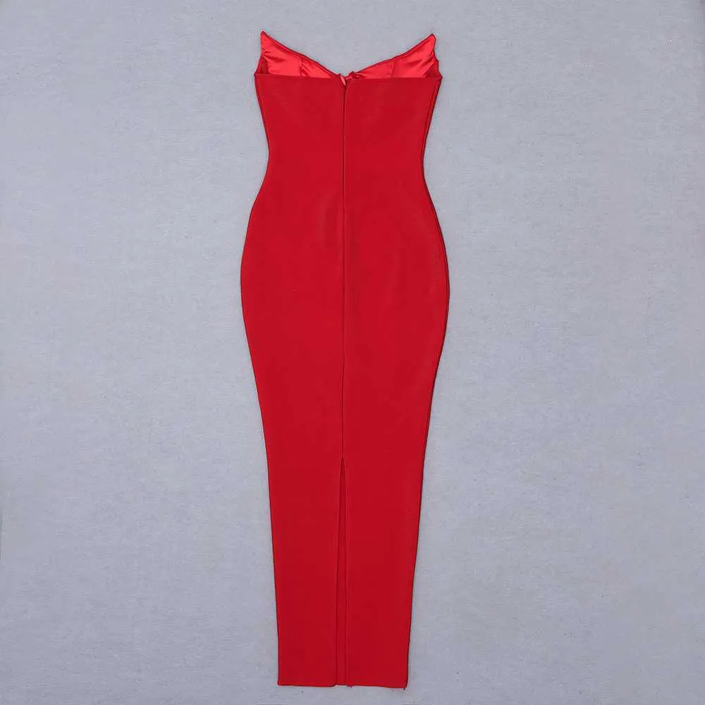 Ocstrade Bandage Dress Sexy senza spalline rosso aderente Summer Women Off Shoulder Club Evening Party 210527