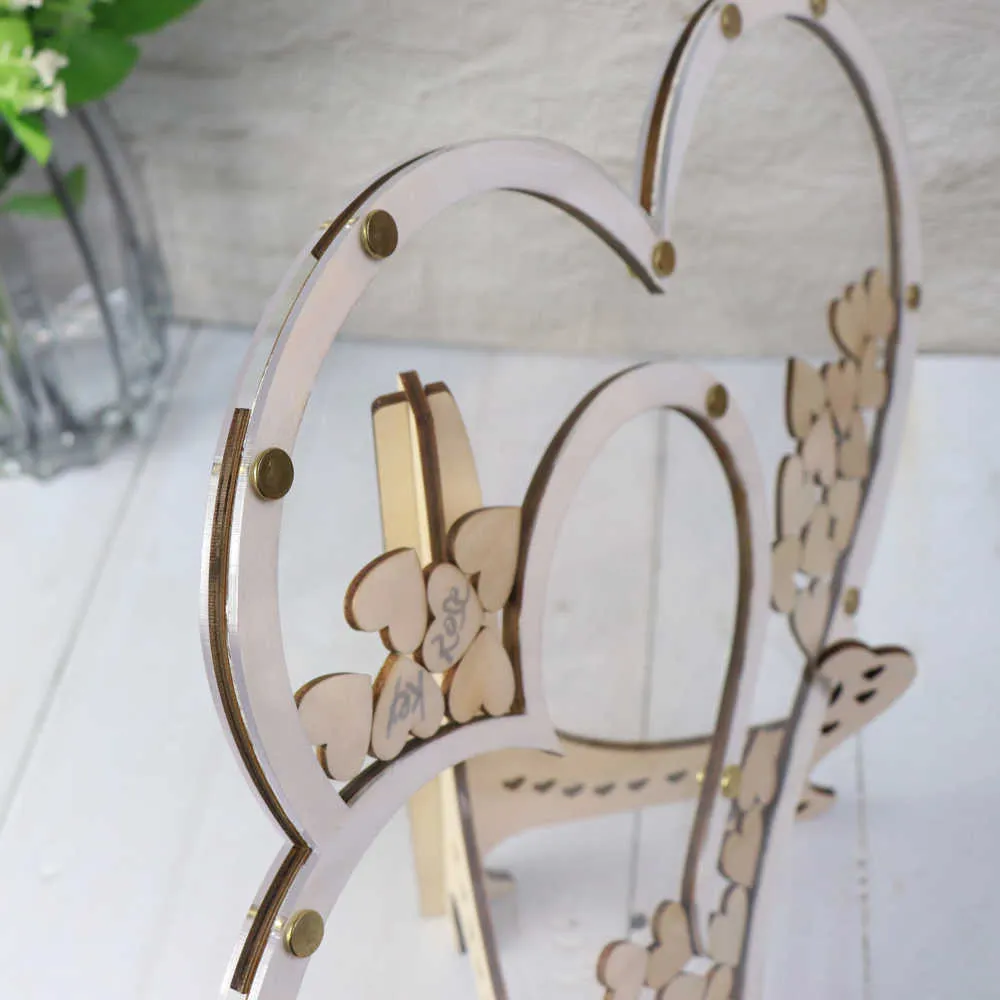 Double Heart shape Wedding guest book Decoration Rustic Sweet Heart Drop box Wedding drop box 3D Guestbook wooden box (6)