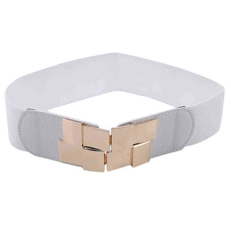 Haute qualité femme large ceinture ceinture multicolore boucle carrée robe ceinture décorative femmes mince ceinture élastique Bigsweety G220301