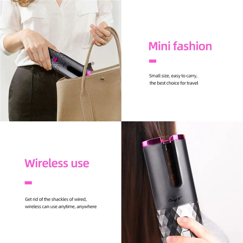 USB wiederaufladbare Auto Keramik Eisen Waver Haar Curler LED Display Curling Roller Welle Automatische Rotierende Haar Styling