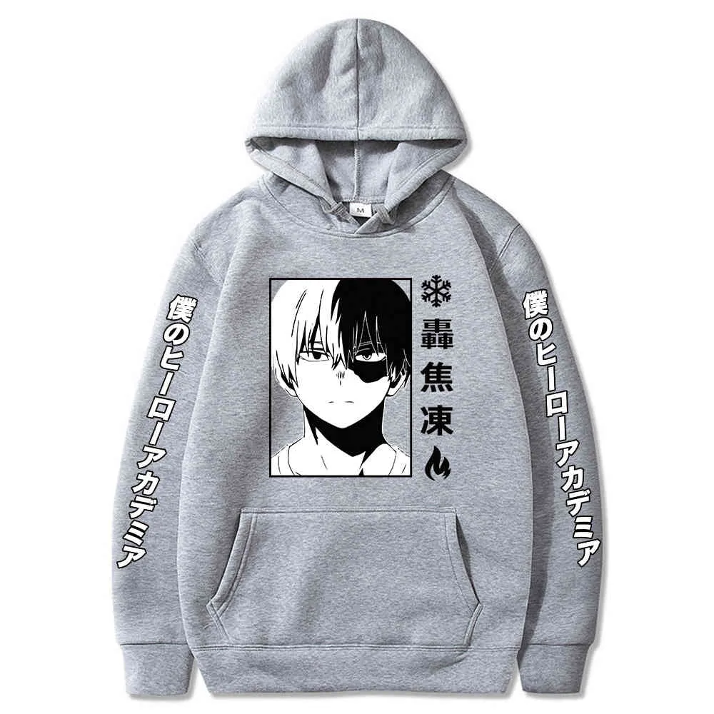 Harajuku My Hero Academia Hoodies Men Women Long Sleeve Sweatshirt Shoto Todoroki Anime Manga Hoodies Tops Clothes Y0319