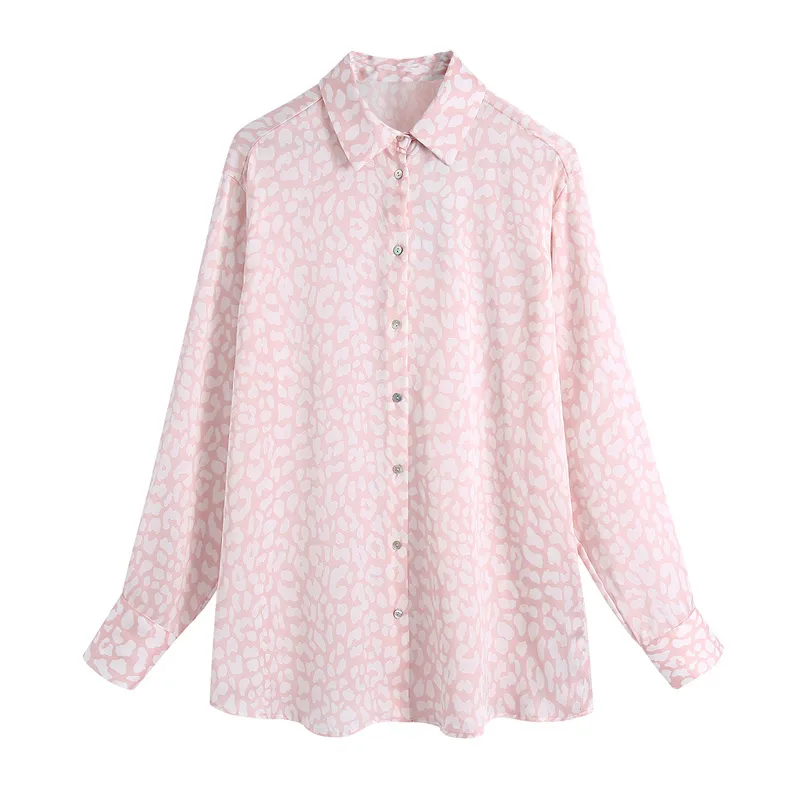 Mode Luipaardprint Losse Blouses Dames Vintage Revers Lange Mouw Vrouwelijke Shirts Blusas Chic Tops 210430