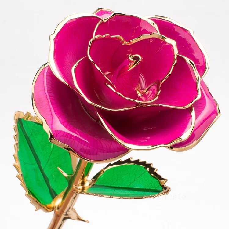 24-Karat-Goldrose mit langem Stiel, langlebige Rosen, romantisches Party-Geschenk für Valentinstag/Muttertag/Weihnachten/Geburtstag auf dem Seeweg T2I53404