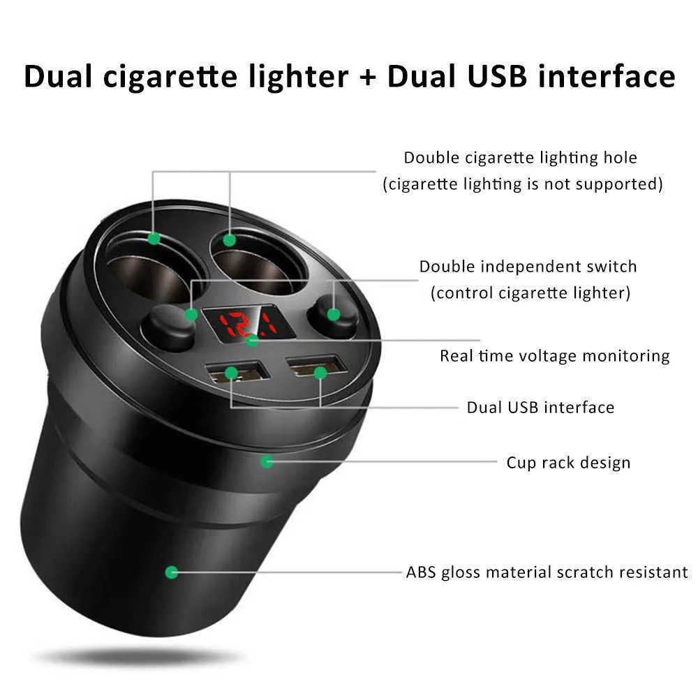 Car Cigarette Lighter 2-Way Multi Charger Power Adapter with LED Light Cigarette Lighter Splitter Socket for Iphone/ipad/Android