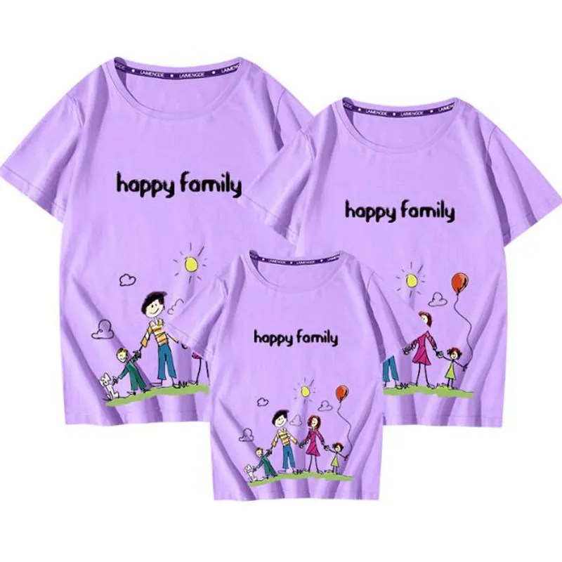 Family Look Matching Outfits T-shirt Clothes Mother Father Son Daughter Summer Kids Short Sleeve Letter 210429