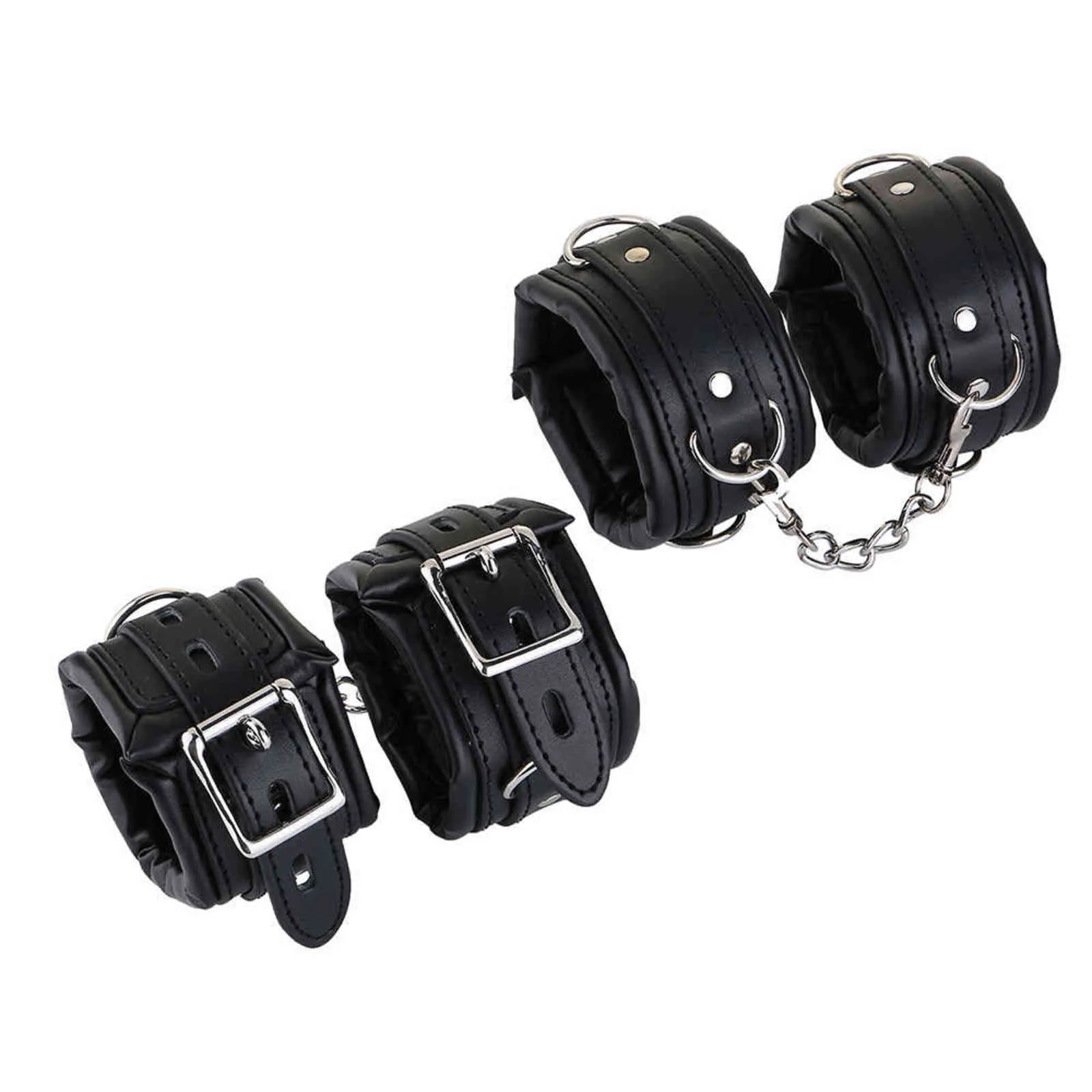 Bondages BDSM Costume Cuir Menottes Manilles Chaîne Bondage Gear Lit Ceinture De Chasteté Sexe Sexuel Féminin Adulte Jouets Pour Deux SM Outil Menotte 1122