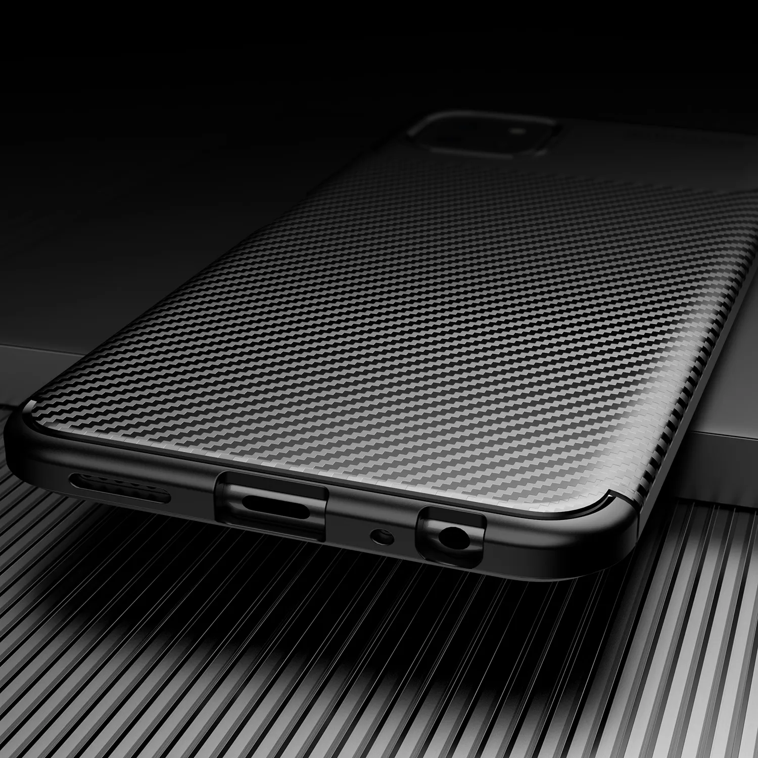 Lyxig kolfiber stötsäkra fall för Samsung Galaxy A22 5G Soft TPU Silikon Bumper Protective Back Cover CapA Coque Fundas