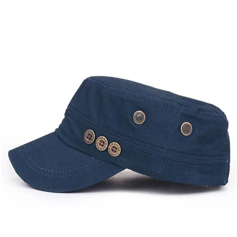 Chapeaux militaires en coton pour hommes et femmes, casquette plate, Kepi de l'armée, respirante et réglable, pour papa, à large bord, 256M, été et automne