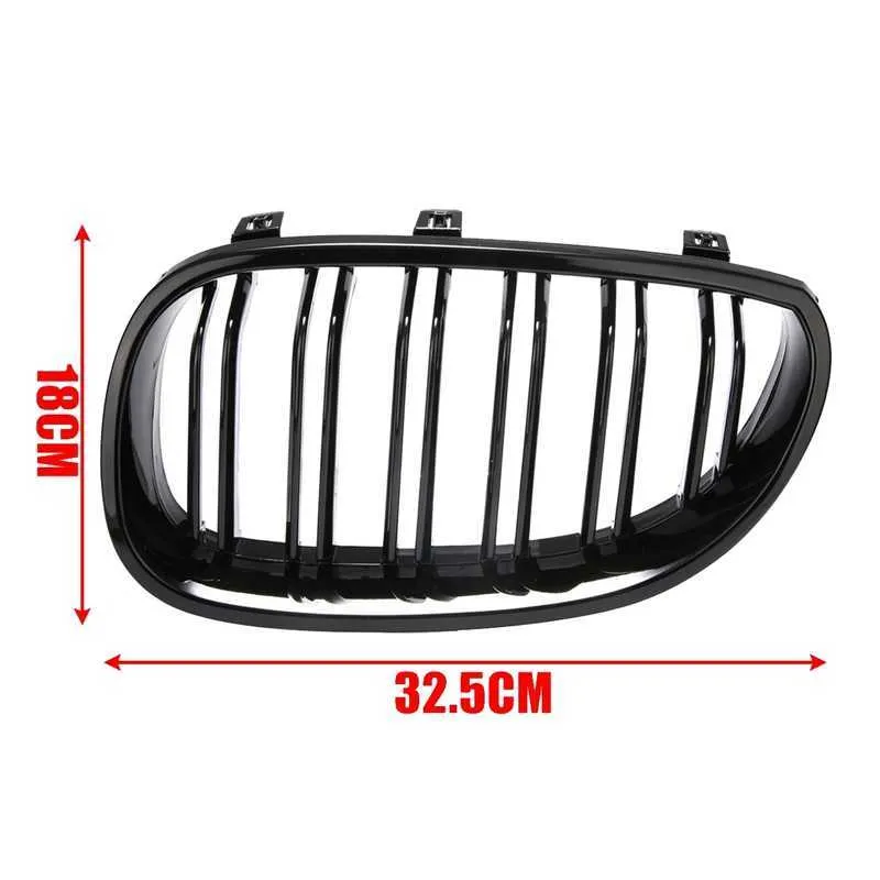 CAR FRONT KURNEY GRILLES RACING GRILL FÖR BMW E60 E61 5 Series M5 520I 535I 550I 2004-2010 Dual Line Double Slat Auto Styling2212