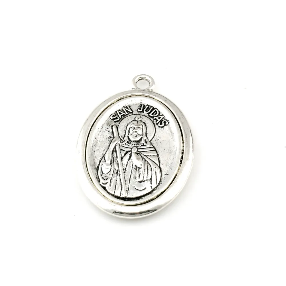 10 pièces bicolore San Judas Tadeo breloque Religion bijoux à bricoler soi-même ajustement pendentifs collier cadeau de noël A-561