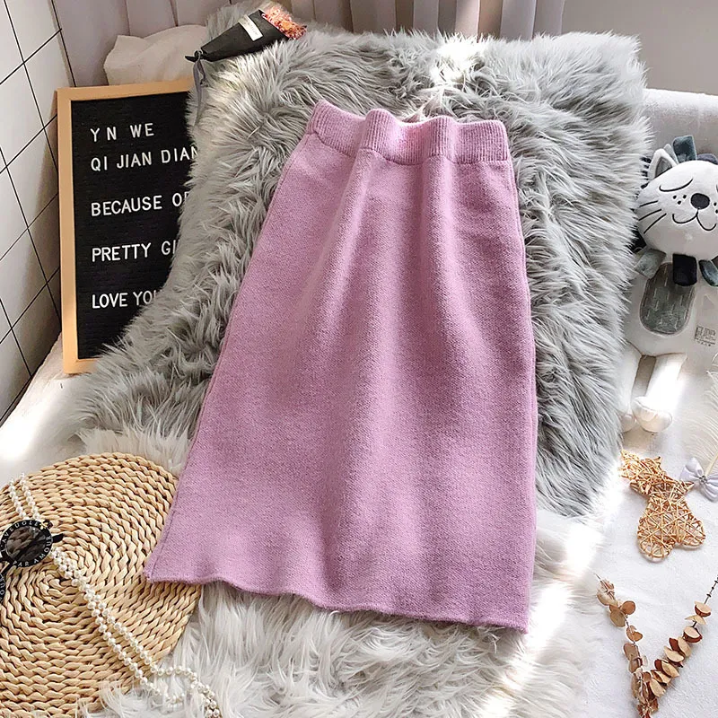 H.SA Autumn Winter Women Sweater Knit Pullover and Bow Tied Fashion Skirts Suit Pull Jumpers Sueter Mujer 210417