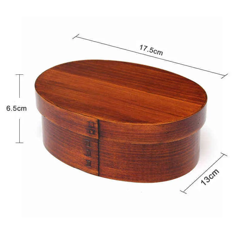 Japanese Bento Sushi Box Eco-friendly Wooden Bento Lunch Boxes Food Container with 3 Compartments Small Portable Oval Lunchbox for Kids Picnic Tableware (11)