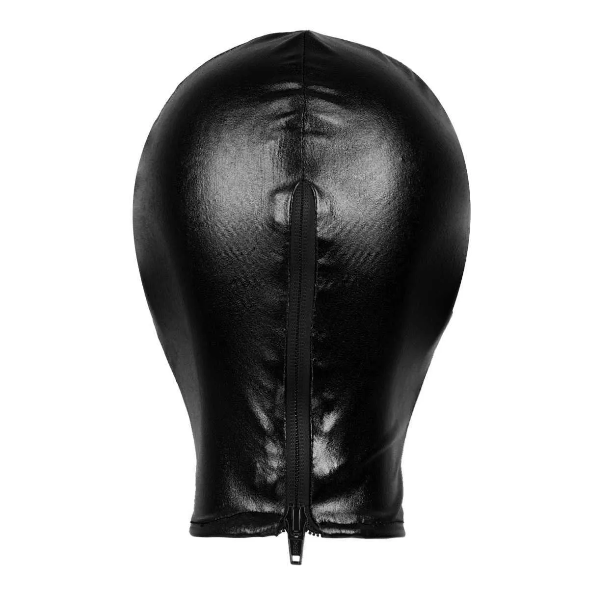 Seksowna unisex mężczyzn Kobiety Cosplay twarz maska ​​maska ​​do roli Kostium lateksu Lśniące metaliczna otwartą otwór do otworu do dziury pełnej twarzy Maska Q09115209