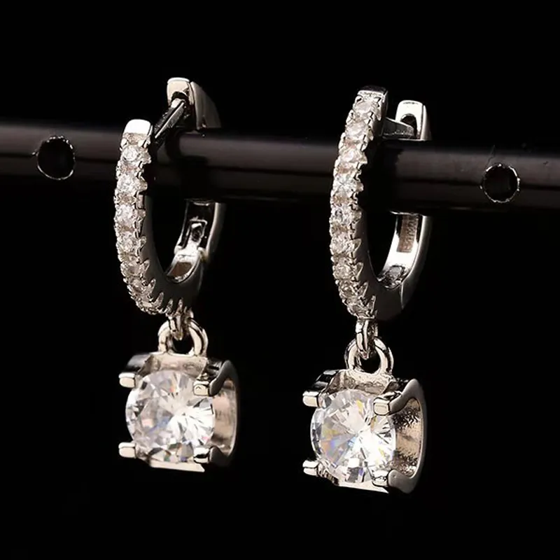 OEVAS Real 0.5 / 1 Carat D Kolor Moissanite Drop Drop Kolczyki 100% 925 Sterling Silver Musing Wedding Party Biżuteria
