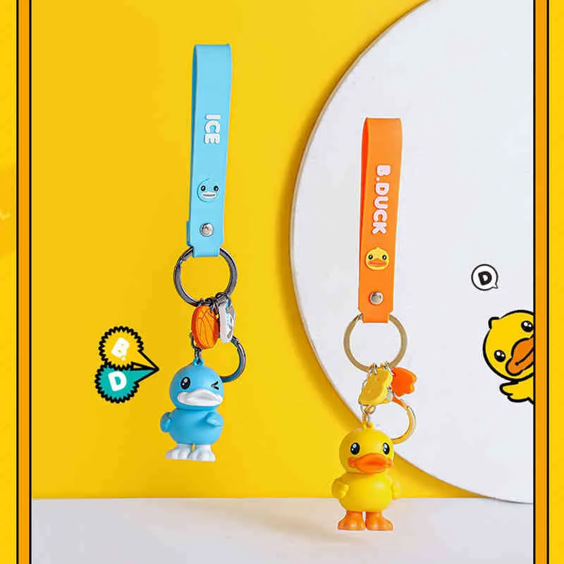 Dessin animé B.Duck petit canard jaune porte-clés pour femmes sac pendentif poupée créative sac à dos clé accessoire porte-clés voiture haut de gamme cadeau