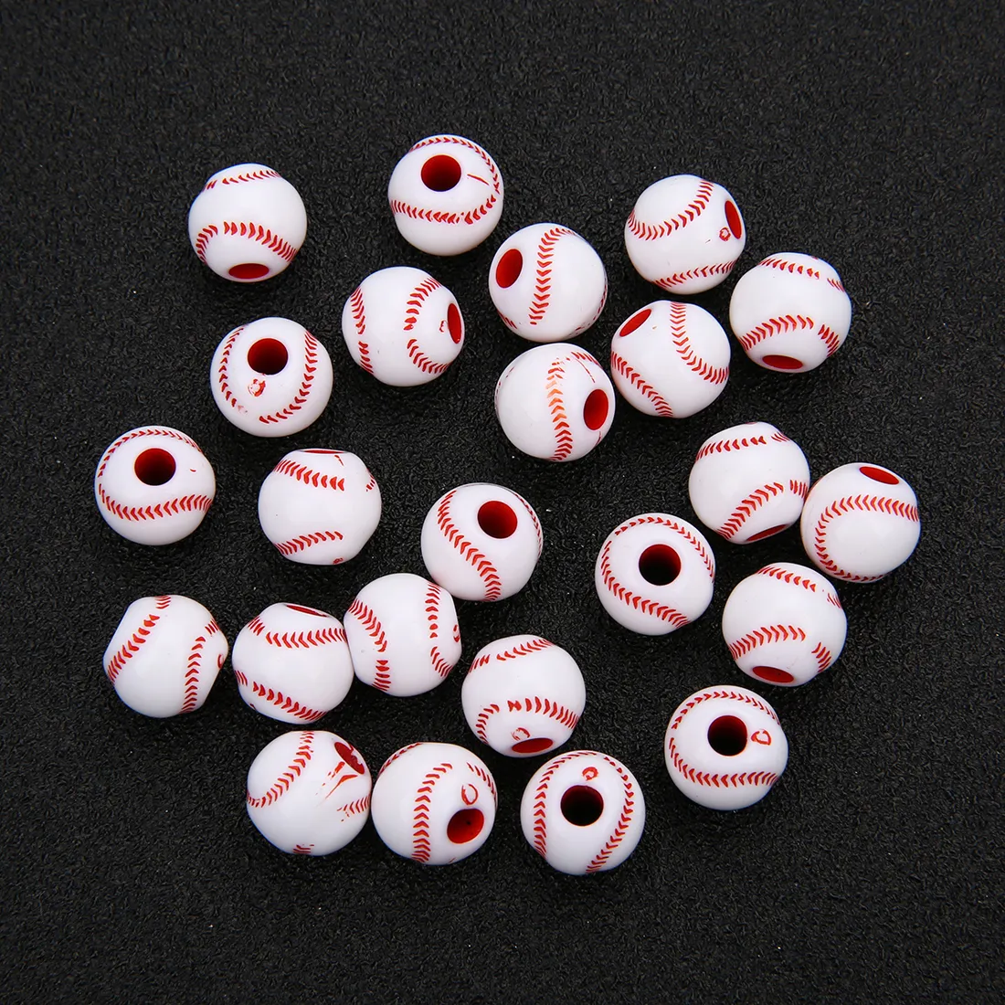 / Football Baseball Basketball Tennis Perles Acryliques Sport Ball Spacer Perle Fit Pour Bracelet Collier DIY Bijoux Making266H