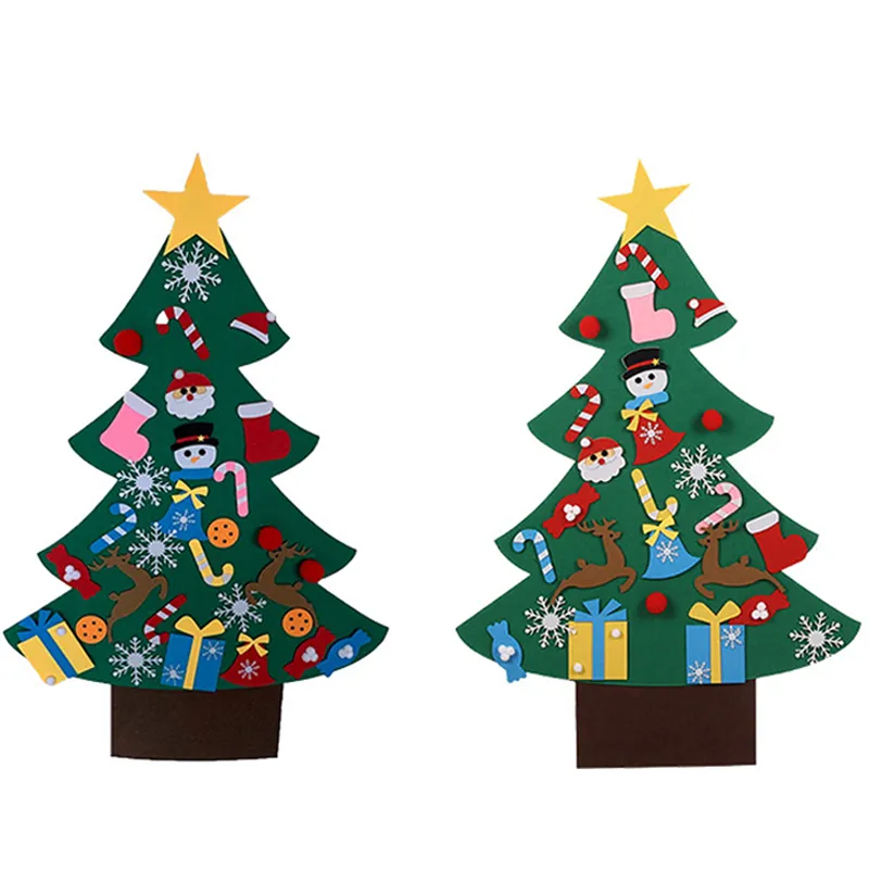 DIY 펠트 벽 교수형 크리스마스 트리 홈 장식 인공 크리스마스 나무 상점 축제 장식 산타 클로스 눈사람 장식품 BH4978 TYJ