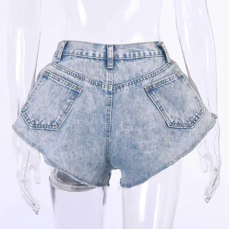 Runway Streetwear Femmes Denim Parapluie Jupe Shorts Mode D'été Sexy Taille Haute Taille À Volants Poche Jeans Y2K Pantalon Court 210719