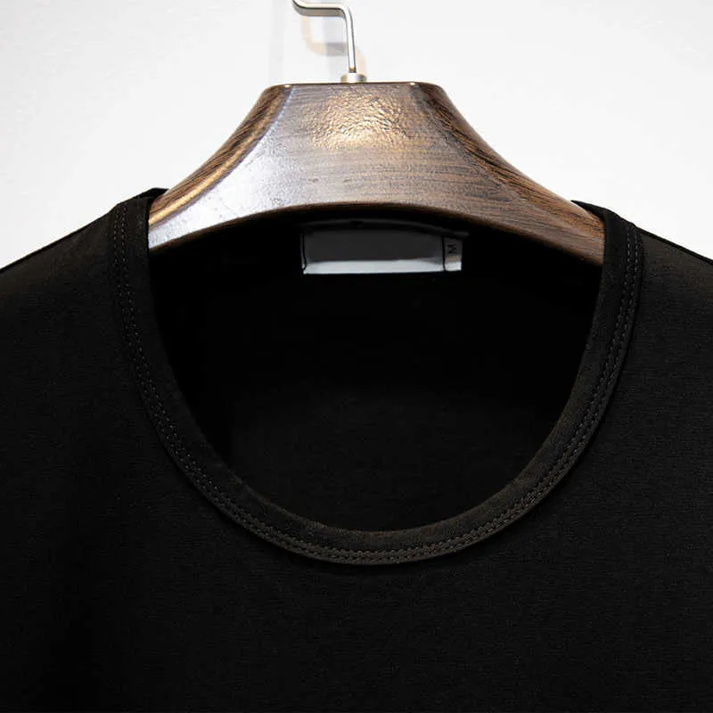 Lose große Größe 3XL Baumwolle Bohren schwarzes T-Shirt Kurzarm Sommer koreanische Version Tees Diamanten Trend Tops 210623