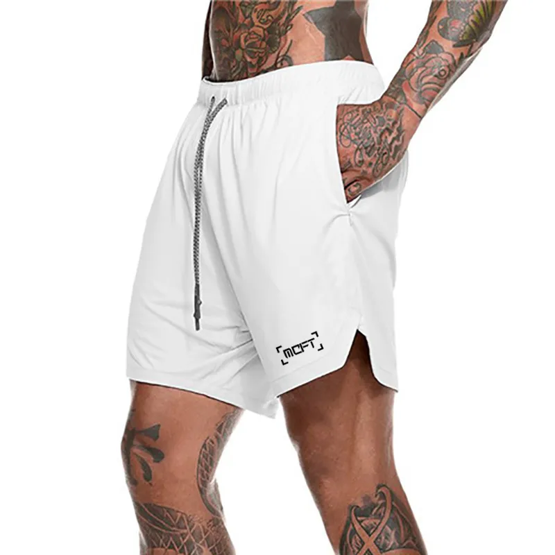 Heren Fitness Shorts Heren 2 in 1 sportscholen Mannelijk Dubbeldek Mesh Sneldrogend Security Pocket Jogging Mannen 210421