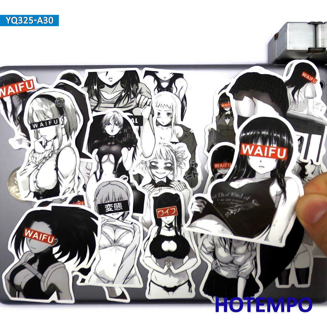 Anime Sexy Girls Black White Manga Otaku Waifu Telefone Laptop Adesivos para Notebooks Skateboard Motorcycle Bike Sticker CA7321377
