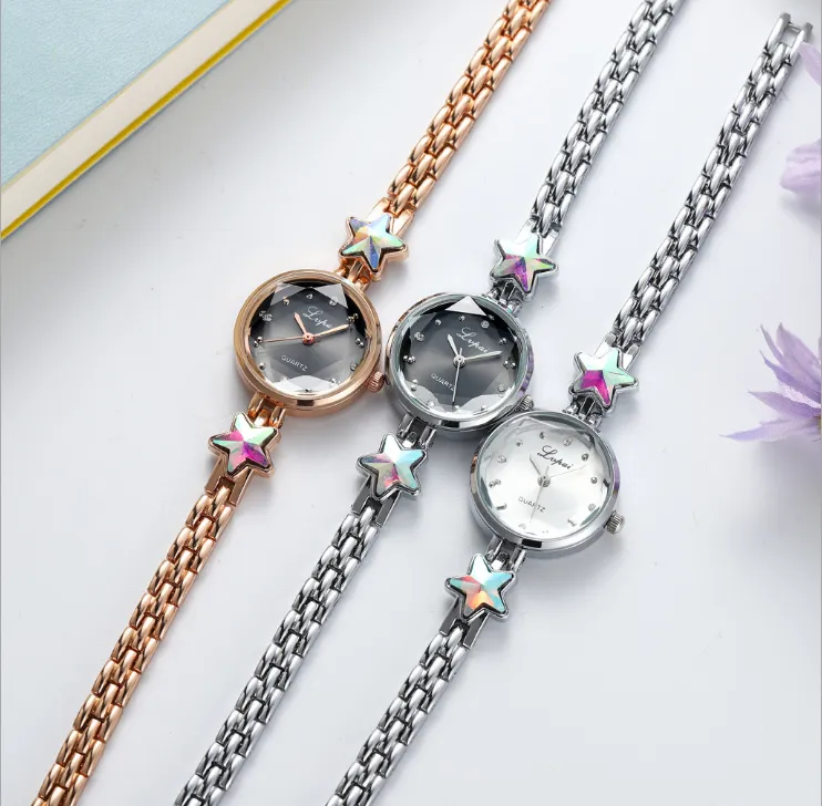 Модный браслет, темпераментные женские часы, креативные женские часы с кристаллами и маленьким циферблатом, женские наручные часы со звездой324g