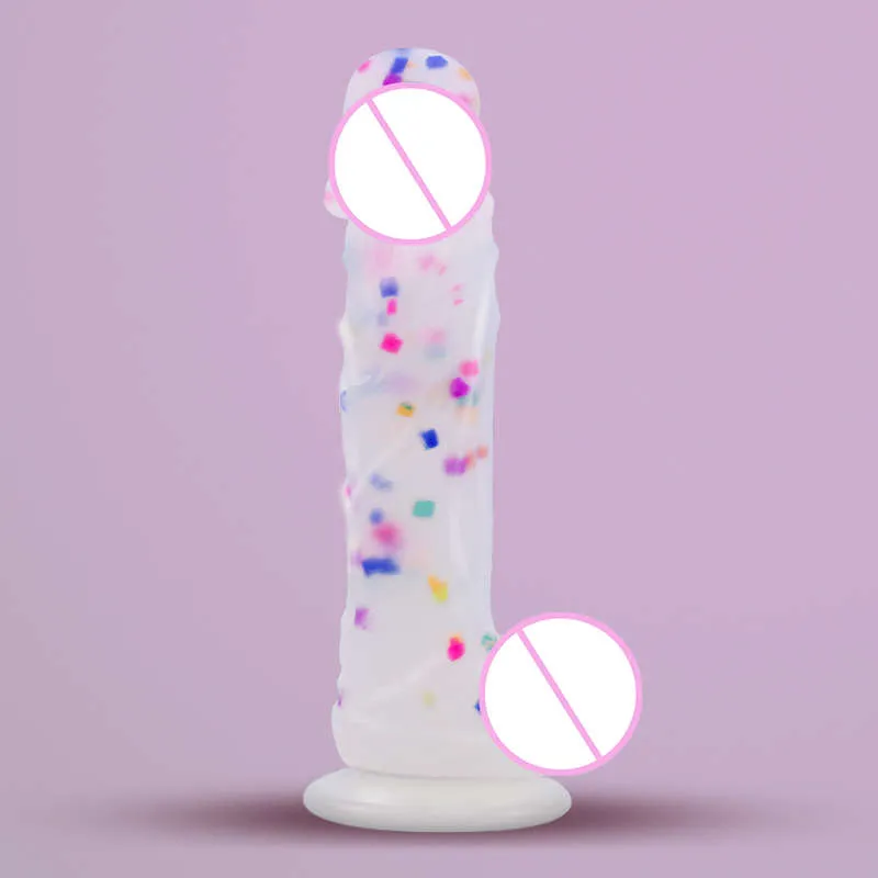 Coloré beau gode artificiel Silicone Imitation réaliste pénis doux grande ventouse femelle jouets sexuels Masturbation érotique Toy262O6240057