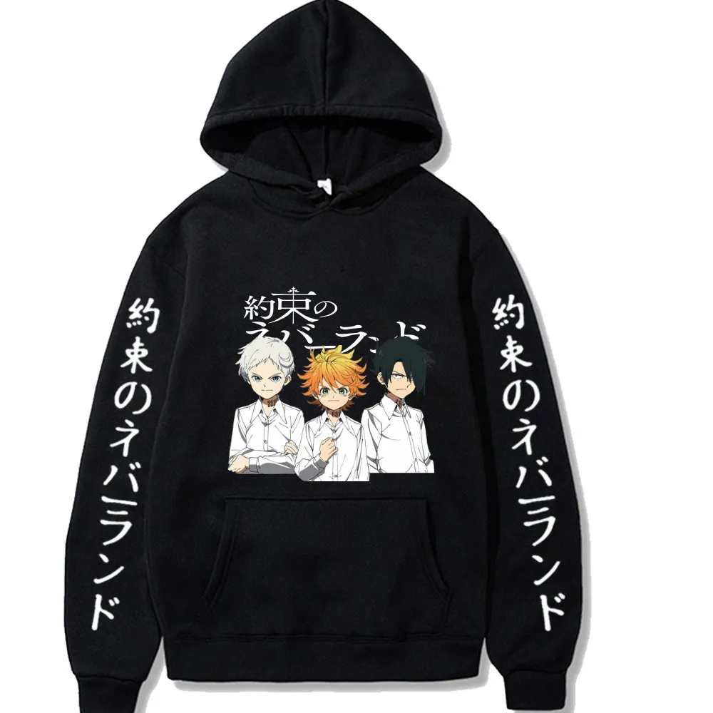 Den Promised Neverlands heta anime hoodie pullover toppar långärmad mode tyg y0319