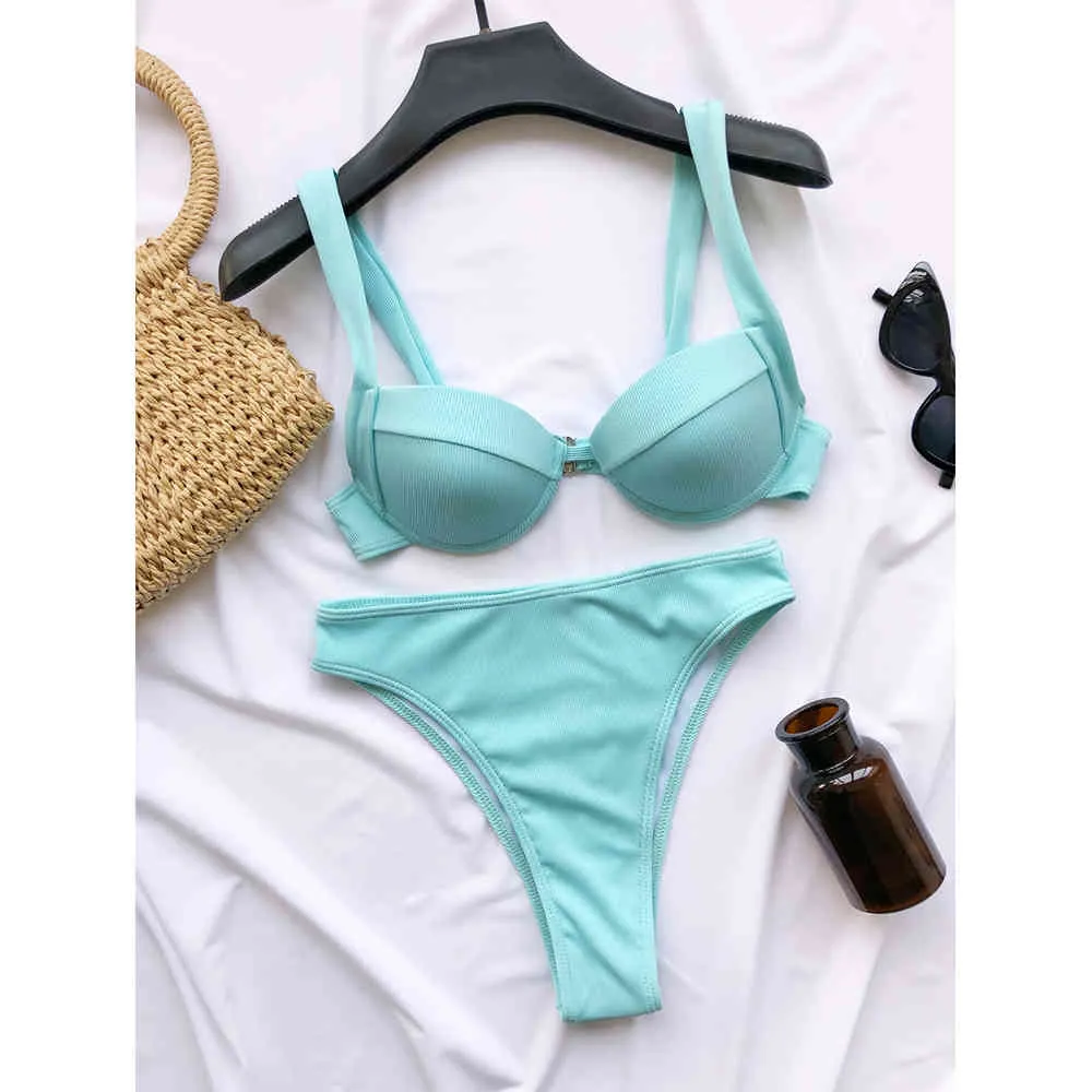 Sexy Bikini Femmes Maillot De Bain Underwire Push Up Femme Taille Haute Ensemble Maillot De Bain Brésilien Summer Beach Wear 210521