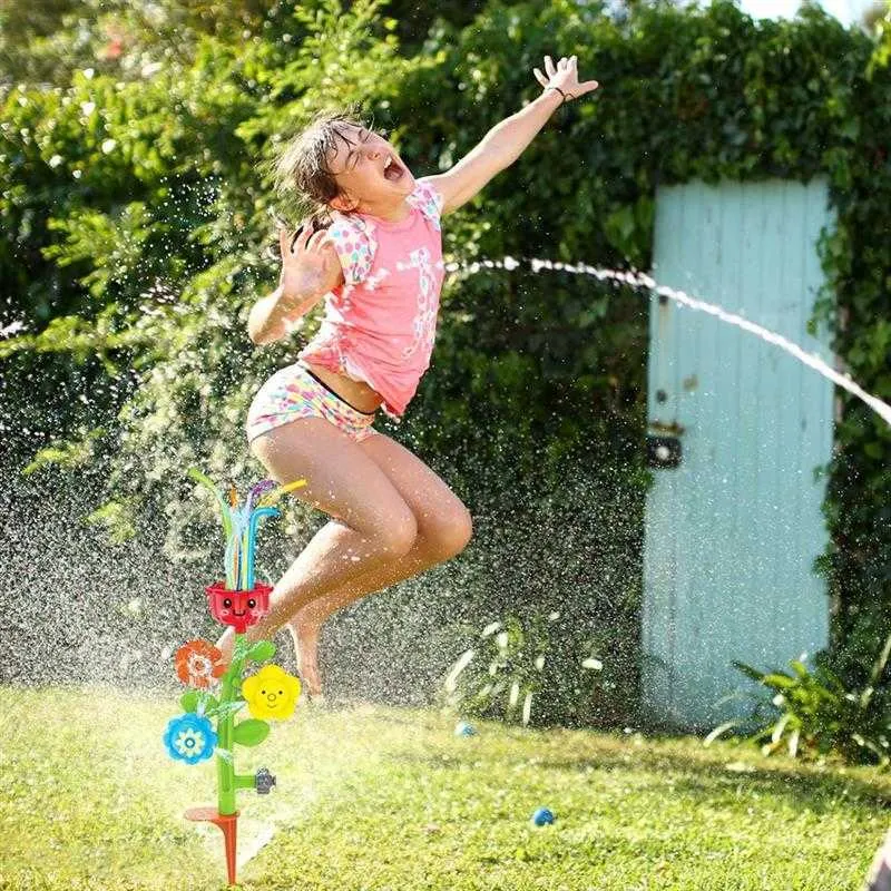 3-en-1 Sprinkler Spray d'eau extérieure Enfants Piscine Jouets Rotation Bébé Bain Fleur d'été 210712