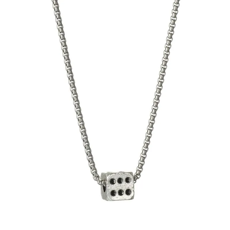 Pendant Necklaces Fashion Men's Cool Cube Dice Style Silver Color Stainless Steel Long Chain Male Lucky Gifts For Him Jewelry282K