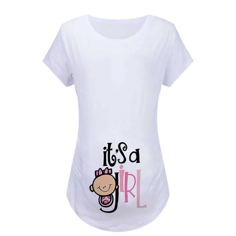 Ayı Lideri Prenatal Gebelik Bayan Yaz Tees Moda Annelik Karikatür Erkek Kız T-Shirt Tops Anne-Olacak Casual Giyim 210708