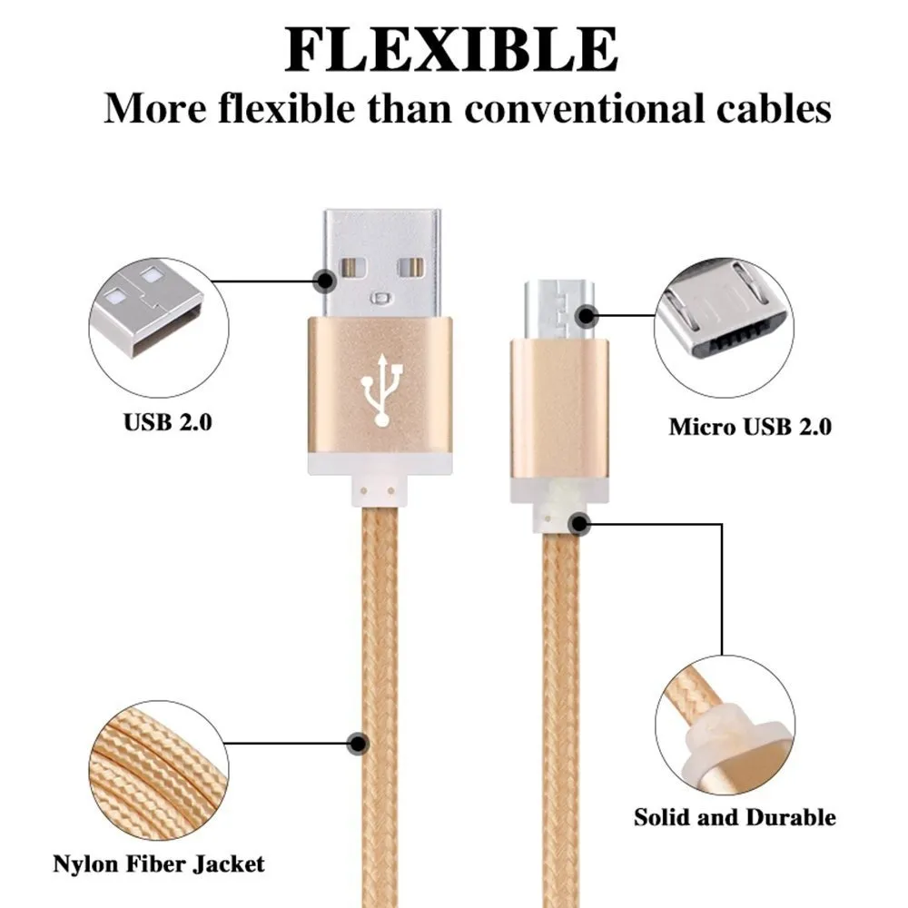 Câbles de téléphone portable Chargeur rapide micro USB pour Alcatel A7 5090Y A30 Fierce 5049Z A30 Plus Pixi Glory A621B Câble de charge de synchronisation de données de téléphone