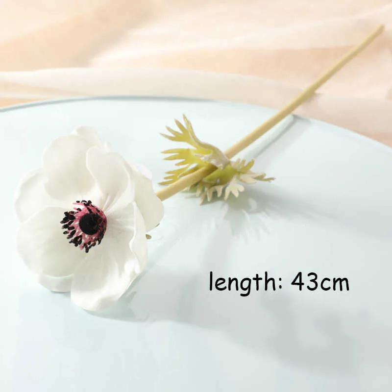 Künstliche Anemonen Blumen Real Touch Mohn Zweige für Hochzeit Home Dekoration Gefälschte Blume Herbst Dekorationen 210624