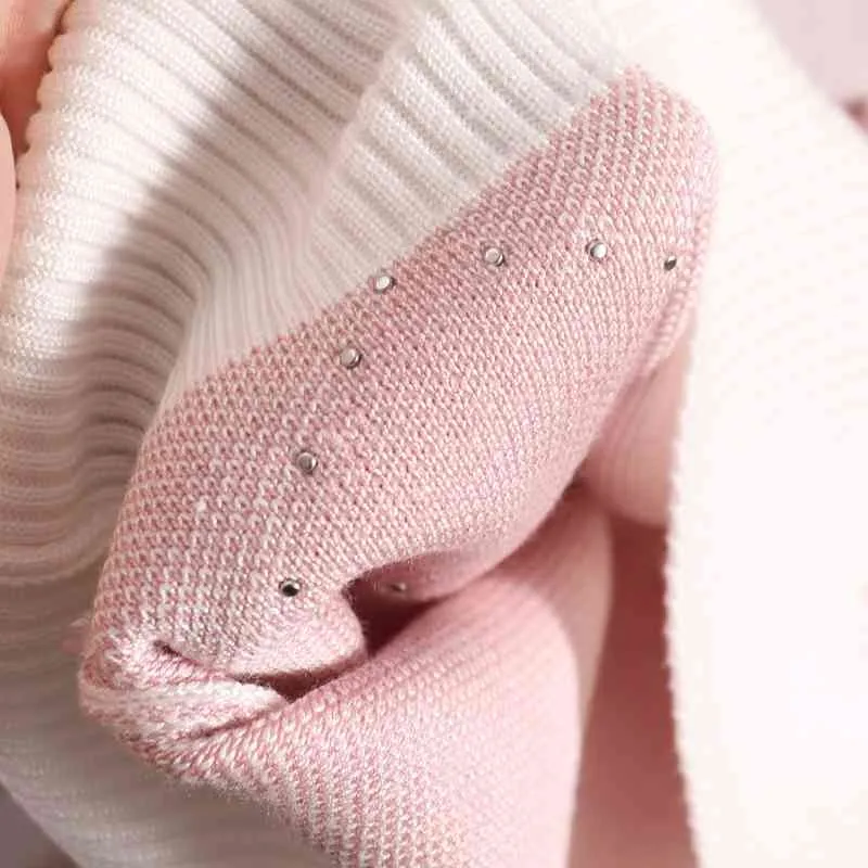 Gigogou Women Sweater2ピースセットシックニット刺繍ビーズハートシェイププルオーバートップスプリングハーレムパンツスポーツトラックスーツ210331