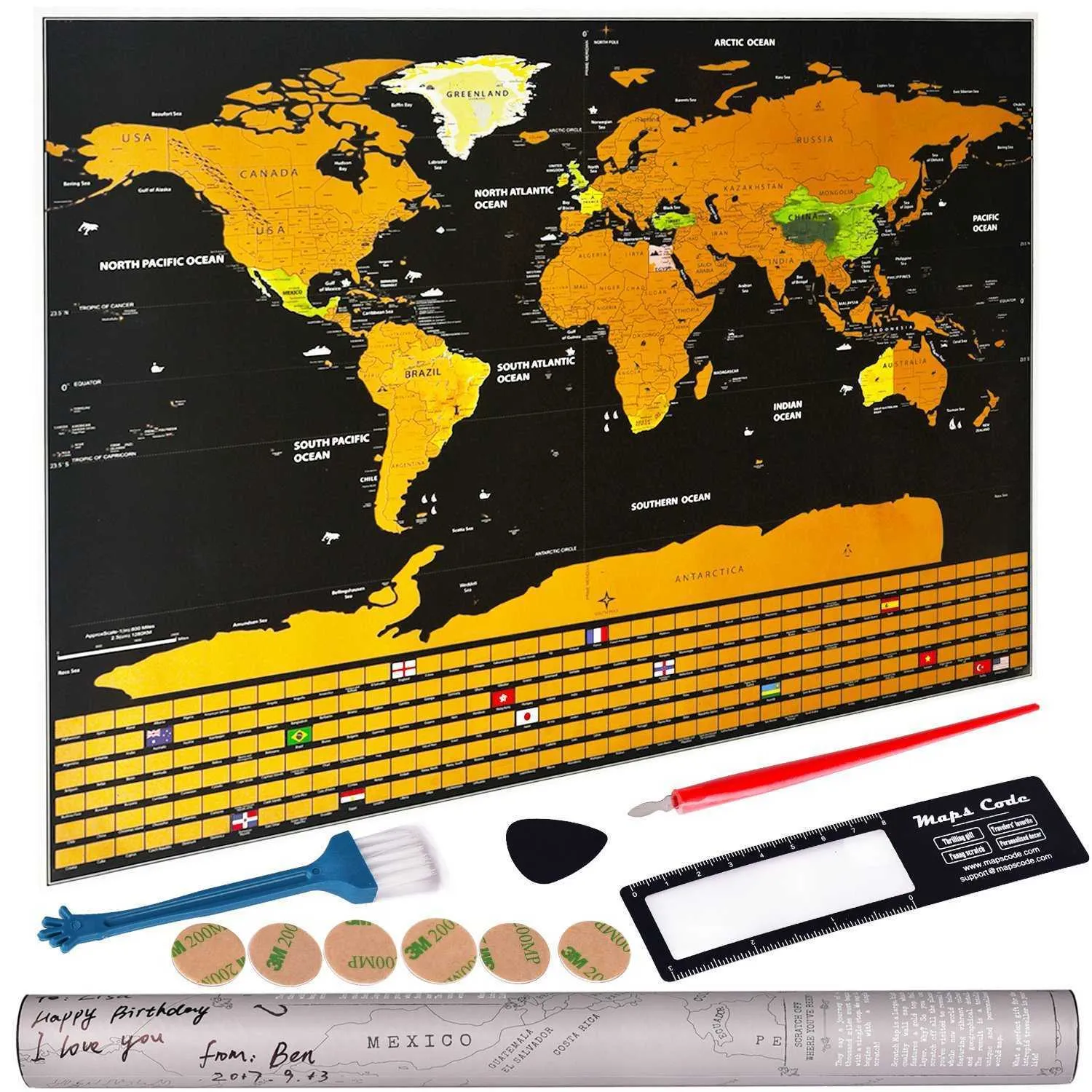 Deluxe Effacer la carte de voyage du monde à gratter pour la chambre Home Office Decoration Mur Stickers 2110251317462