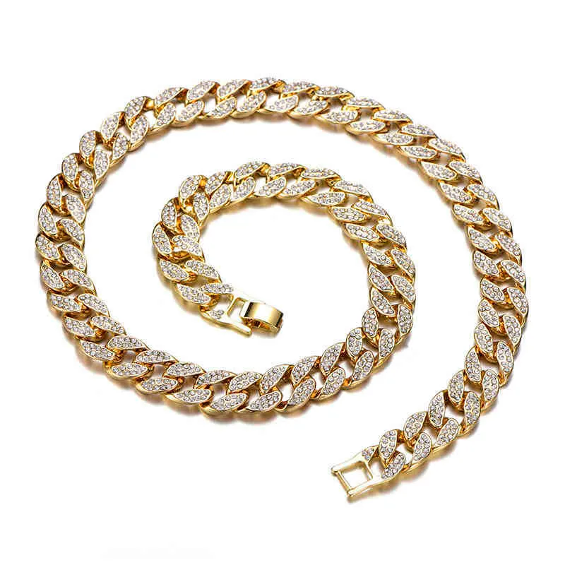 Miami Curb Cuban Link Chain Handhendend For Men Gold Silver Hip Hop Iced Out Povered Bling CZ Rapper Necklace Sieraden Gift T2001133178