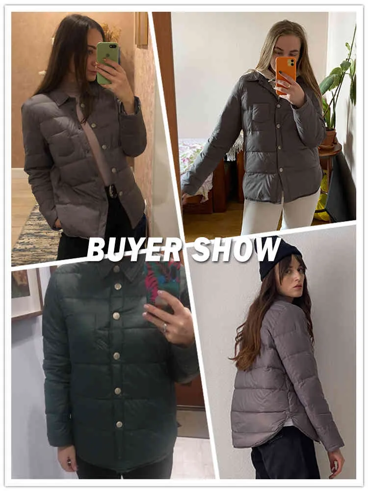 Fitaylor Autunno Inverno Donna Cappotto con colletto rovesciato Giacca ultra leggera in anatra bianca al 90% Parka antivento monopetto