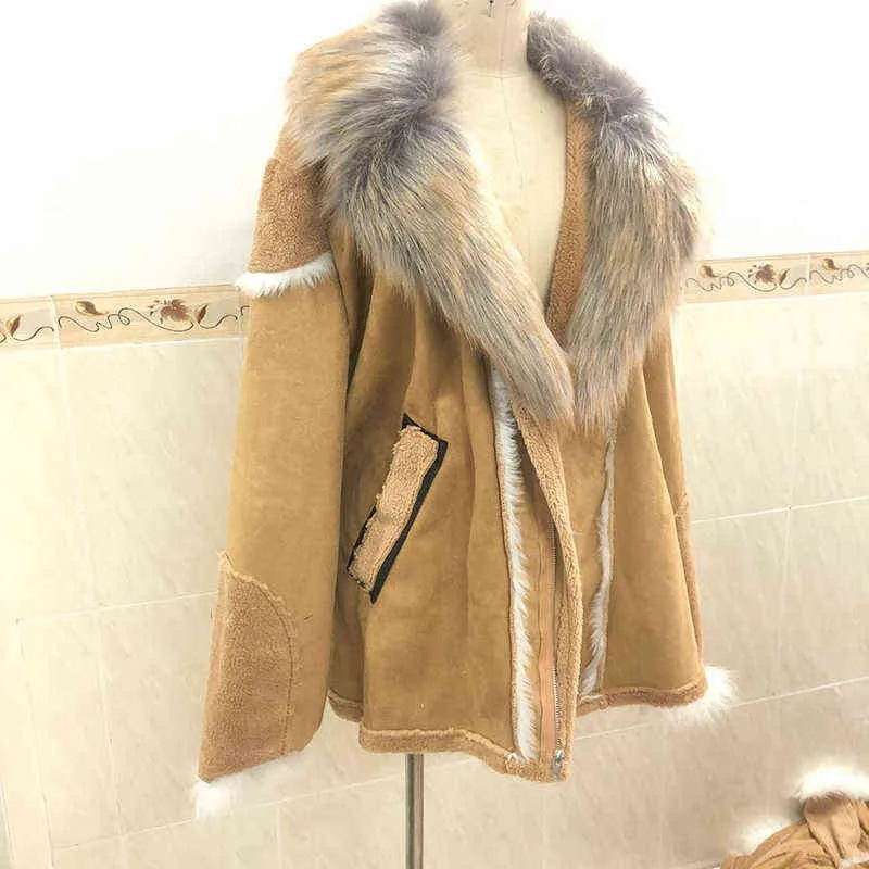 Luxe heren winterjas met zakken pluche kraag revers faux bont jas dikke warme mode mannelijke overjas plus size M-5XL 211202