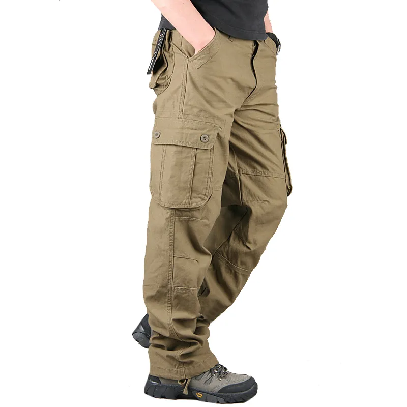 Stilar militära män byxor flera fickor sport joggare streetwear armé rakt långa byxor lastbyxor casual byxor för män kläder