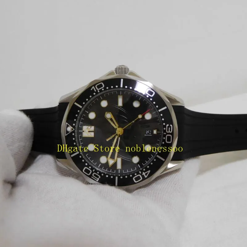 Novo modelo masculino de relógio automático 007 Dial preto de 300mm edição limitada Strap Men Watches Mechanical Wristwatche2300