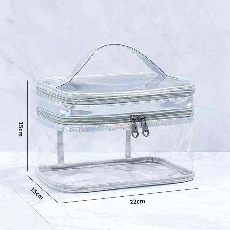 Nxy Cosmetic Bags Sac à Cosmétiques Transparent Et Étanche Portable Ensemble De Rangement Pour Voyage Salle Bain Organization 220302